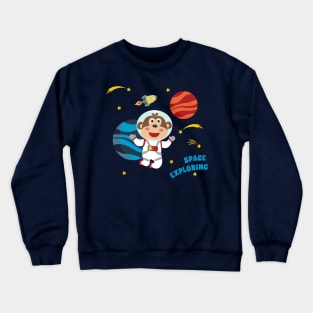 Spacemonkey or astronaut in a space suit with cartoon style Crewneck Sweatshirt